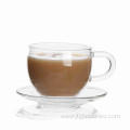 Writable Coffee Glass Mugs With Saucer